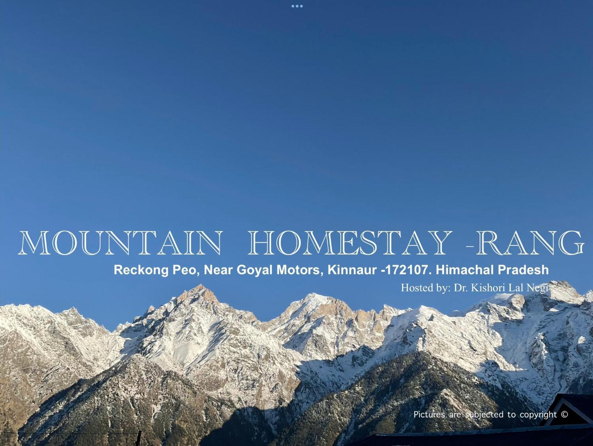 Mountain Home Stay -Rang, At Reckong Peo - Kalpa, Near Goyal Motors, Way To Petrol Pump At Itbp Quarters Eksteriør billede